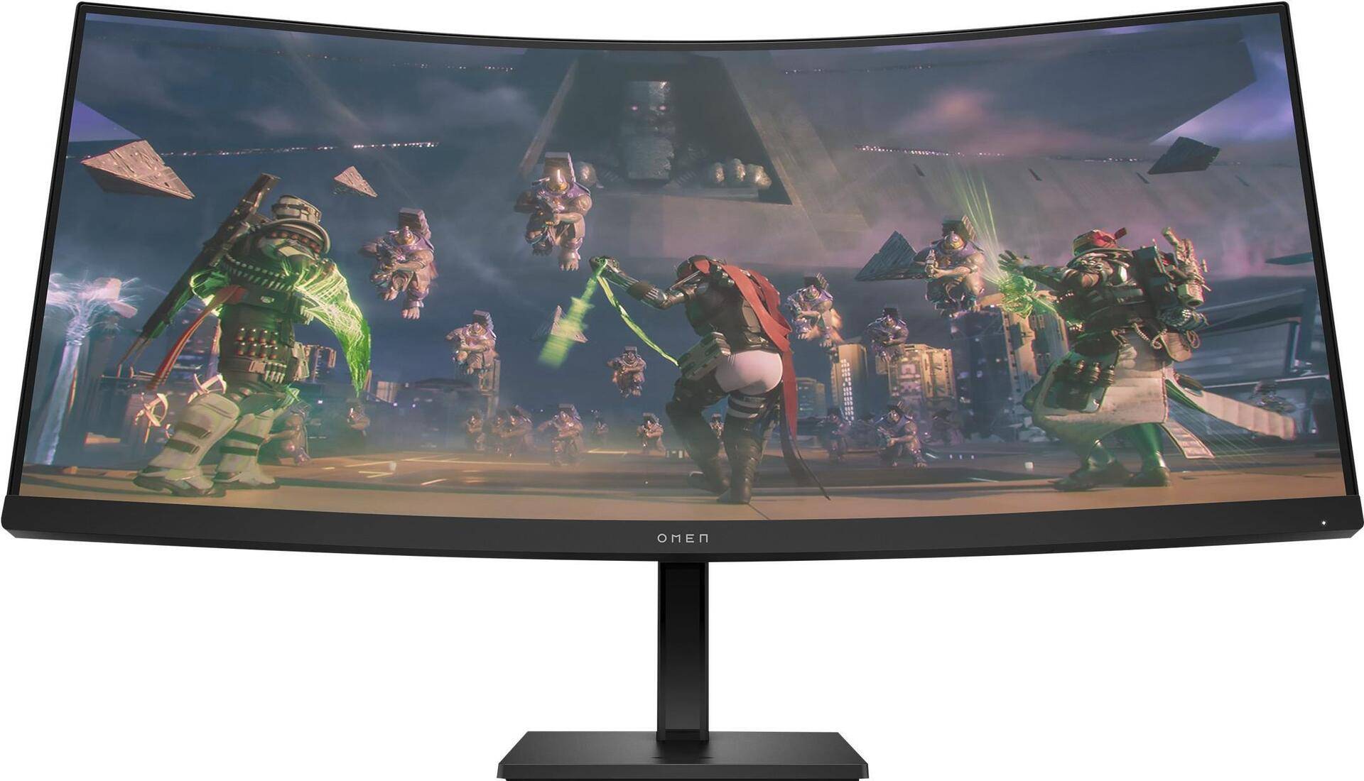 OMEN by HP 34c - LED-Monitor - Gaming - gebogen - 86.4 cm (34) - 3440 x 1440 WQHD @ 165 Hz - VA - 400 cd/m² - 3000:1 - HDR400 - 1 ms - 2xHDMI, DisplayPort - Lautsprecher [Energieklasse G] (780K8E9#ABB) von HP Inc