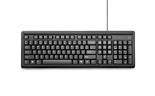 HP 100 USB verkabelte Tastatur, Ziffernblock, Schnellwahltasten, Robustes Design, ergonomischer Prolo, höhenverstellbar, einfache Konfiguration, schwarz von HP