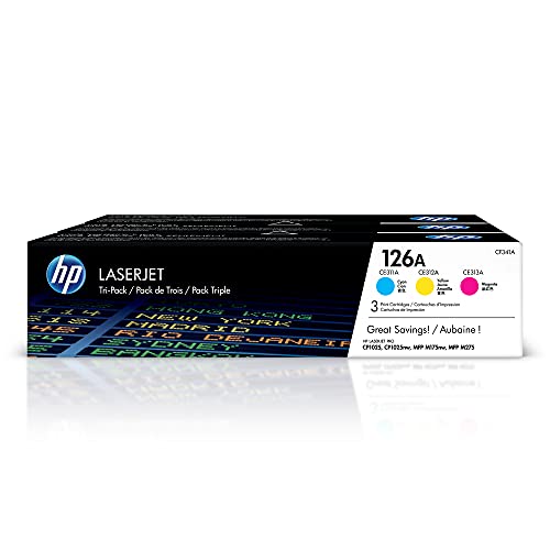 HP 126A CF341A 3er-Pack, Original Tonerkartuschen, HP LaserJet Pro Drucker, Cyan, Magenta, Gelb HP 126A CF341A 3er-Pack, Original Tonerkartuschen, HP LaserJet Pro Drucker, Cyan, Magenta, Gelb von HP
