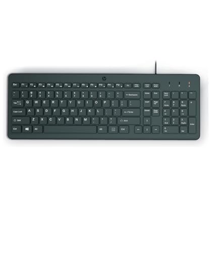 HP 150 kabelgebundene Tastatur, QWERTZ Layout, 12 Fn Tasten, funktioniert mit Windows & Mac, leise, schwarz von HP