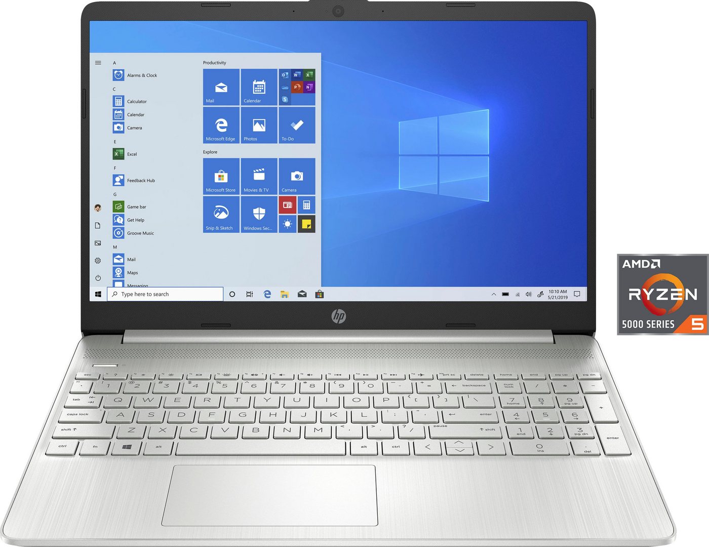 HP 15s-eq2200ng Notebook (39,6 cm/15,6 Zoll, AMD Ryzen 5 5500U, Radeon Graphics, 512 GB SSD, Windows 11) von HP