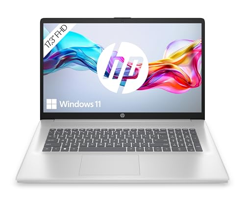 HP Laptop mit 17,3 Zoll FHD Display, Intel Core 3 100U, 8 GB DDR4 RAM, 512 GB SSD, ‎Intel Graphics, Windows 11, QWERTZ Tastatur, Silber von HP