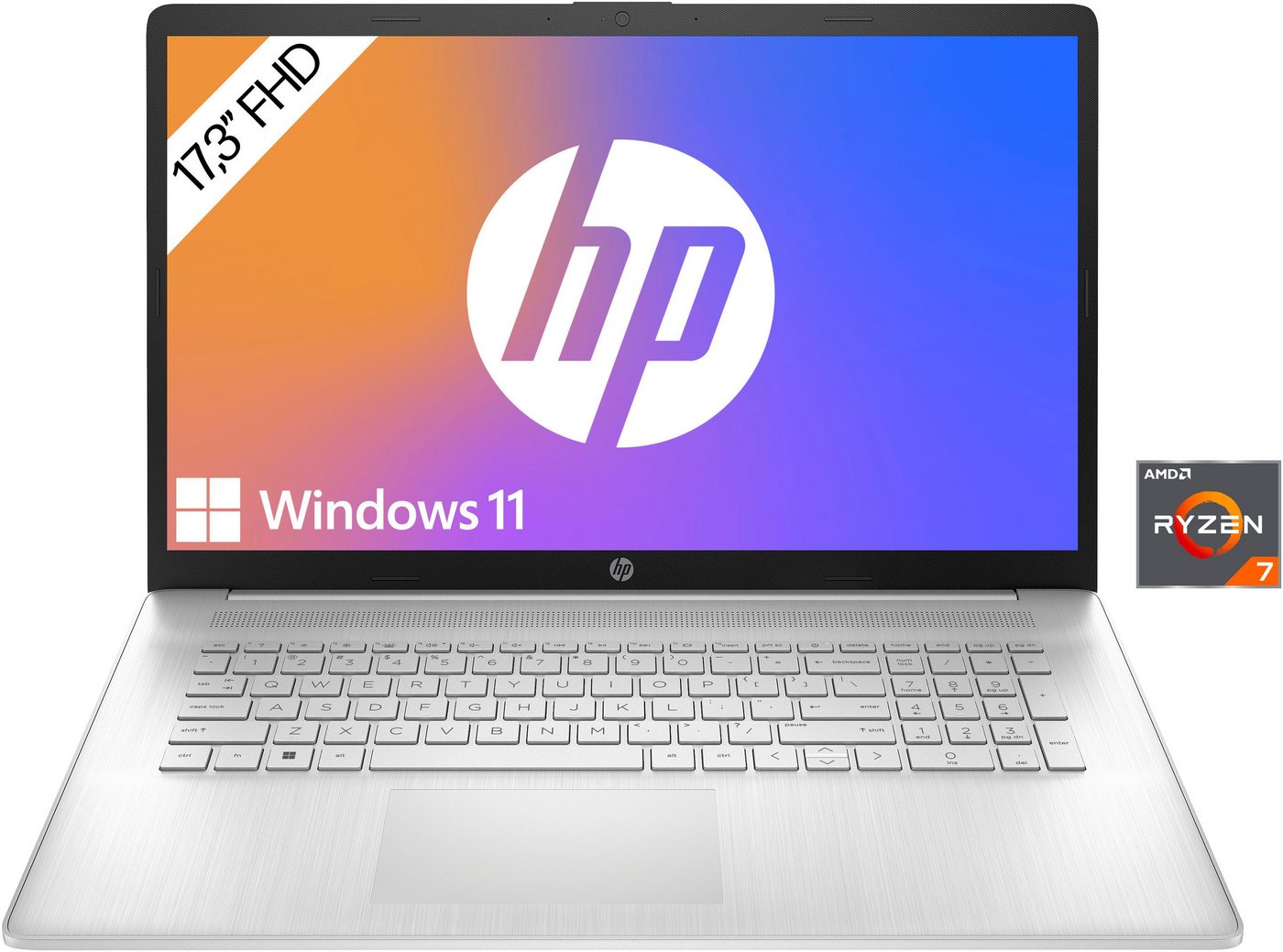 HP 17 Laptop, Full HD IPS-Display, 16 GB RAM, Windows 11 Home, Business-Notebook (43,9 cm/17,3 Zoll, AMD Ryzen 7 5700U, Radeon Graphics, 512 GB SSD, 17-cp0271ng)" von HP
