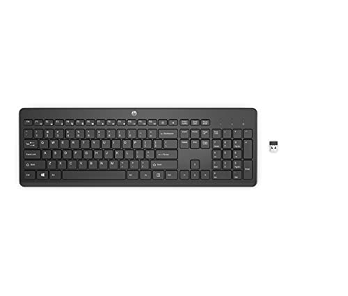 HP 230 kabellose Tastatur, Ziffernblock, 12 Funktionstasten, Robustes Design, ergonomisches Profil, schwarz, 14,6 x 44 x 2,7 cm von HP