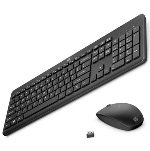 HP 235 Kabellose Maus und Tastatur, reduzierte Tastatur und leise Tasten, einfache Reinigung, Plug & Play für Notebook, Desktop-PC von HP
