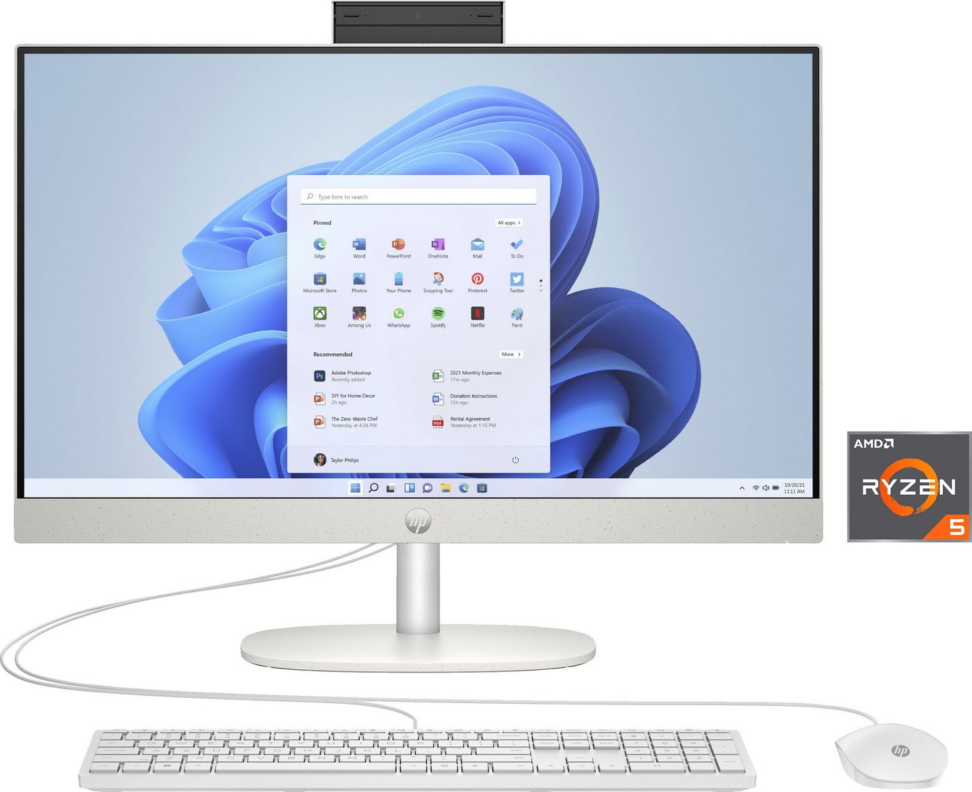 HP 24-cr0002ng All-in-One PC (23,8 Zoll, AMD Ryzen 5 7520U, Radeon Graphics, 8 GB RAM, 512 GB SSD) von HP