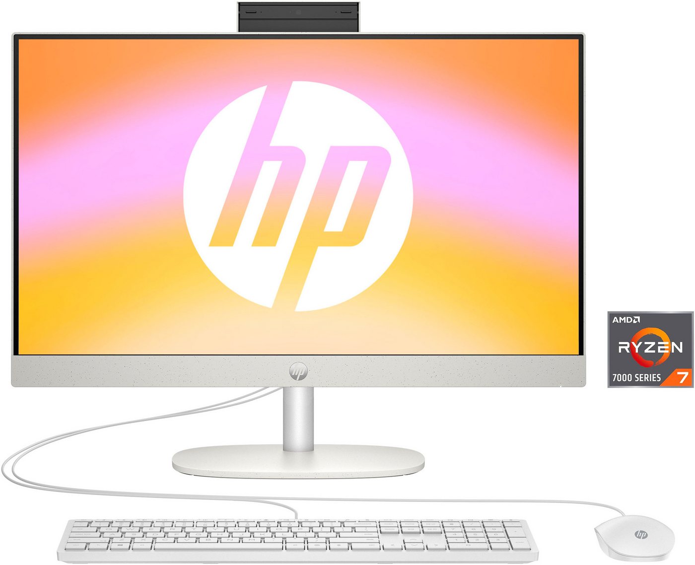HP 24-cr0231ng All-in-One PC (23,8 Zoll, AMD Ryzen 7 7730U, Radeon Graphics, 16 GB RAM, 512 GB SSD, Luftkühlung) von HP