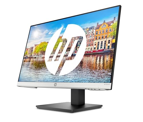 HP 24mh Monitor 60,45 cm (23.8 Zoll) 1920 x 1080 Pixel (16:9), 60 Hz, Full HD IPS, 178 Grad Betrachtungswinkel, VGA, HDMI 1.4, DisplayPort 1.2, Neigefunktion, Grau / Silber von HP