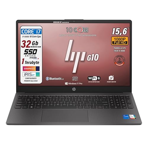 HP 250 G10, Laptop CPU Intel Core i7-1355U 13th 10 Core, bis zu 5 GHz, RAM 32 GB, SSD 1 TB, Display 15,6 Zoll FullHD, Wi-Fi 6, BT, WebCam, HDMI, Privacy Shutter, Win 11Pro, sofort einsatzbereit HP 250 G10, Laptop CPU Intel Core i7-1355U 13th 10 Core, bis zu 5 GHz, RAM 32 GB, SSD 1 TB, Display 15,6 Zoll FullHD, Wi-Fi 6, BT, WebCam, HDMI, Privacy Shutter, Win 11Pro, sofort einsatzbereit von HP