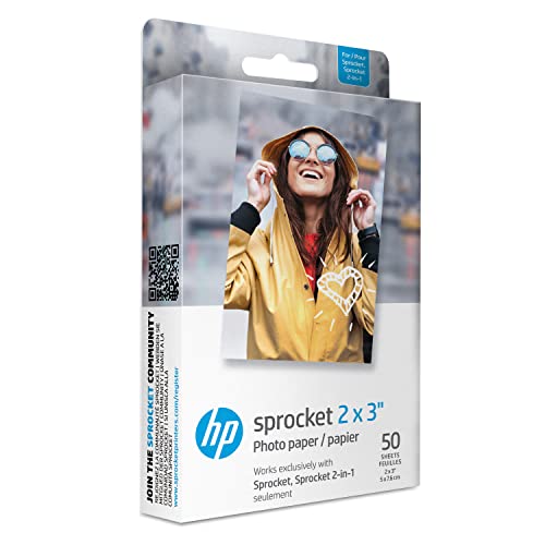 HP 2x3 "Premium Zink Fotopapier (50 Blatt), kompatibel mit tragbarem Kettenrad-Fotodrucker" von HP
