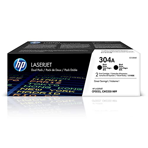 HP 304A 2er-Pack (CC530AD) Schwarz Original Toner für HP Color LaserJet CP2025, CM2320 von HP