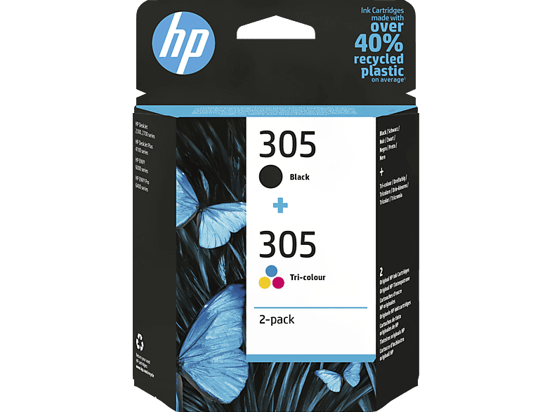HP 305 2er-Pack Schwarz, Cyan, Magenta, Gelb (6ZD17AE) von HP