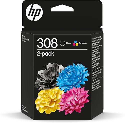 HP 308 2er-Pack Schwarz/Cyan/Magenta/Gelb Original Druckerpatronen-Kombipackung von HP