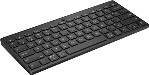 HP 350 Bluetooth-Tastatur | Bluetooth 5.2 | 60% Tastatur | bis zu 2 Jahre Akkulaufzeit | batteriebetrieben (AAA) | QWERTZ | Schwarz | Windows, macOS, iPadOS, ChromeOS, Android und iOS kompatibel von HP