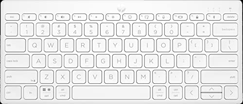 HP 350 Bluetooth-Tastatur | Bluetooth 5.2 | 60% Tastatur | bis zu 2 Jahre Akkulaufzeit | batteriebetrieben (AAA) | QWERTZ | Weiß | Windows, macOS, iPadOS, ChromeOS, Android und iOS kompatibel von HP