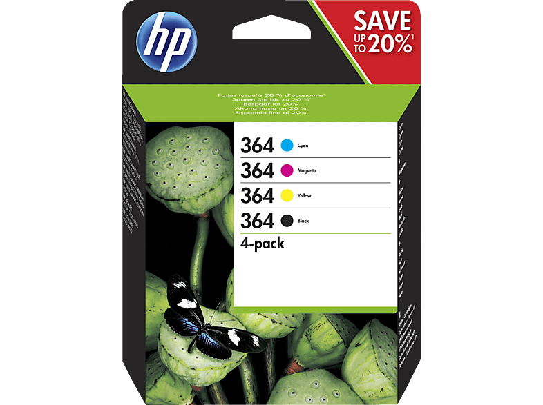 HP 364 Tintenpatrone Schwarz/Cyan/Magenta/Gelb (N9J73AE) von HP