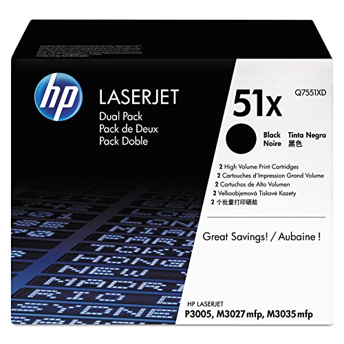 HP 51X 2er-Pack (Q7551XD) Schwarz Original Toner mit hoher Reichweite für HP Laserjet HP Laserjet P3005, M3027, M3035 von HP