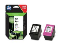 HP 62 2er-Pack Schwarz/Cyan/Magenta/Gelb Original Druckerpatronen, Standardertrag, Tinte auf Pigmentbasis, Tinte auf Farbstoffbasis, 200 Seiten, 2 Stück(e), Multipack von HP