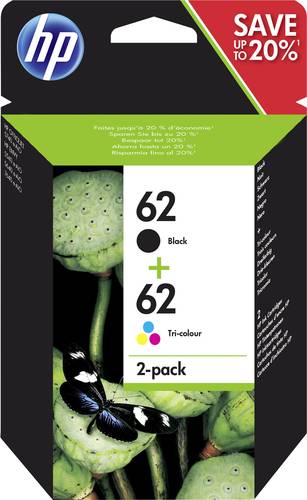 HP 62 Druckerpatrone Original Kombi-Pack Schwarz, Cyan, Magenta, Gelb N9J71AE Tinte von HP