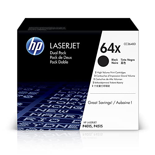 HP 64X 2er-Pack (CC364XD) Schwarz Original Toner mit hoher Reichweite für HP Laserjet P4015, HP Laserjet P4517 von HP