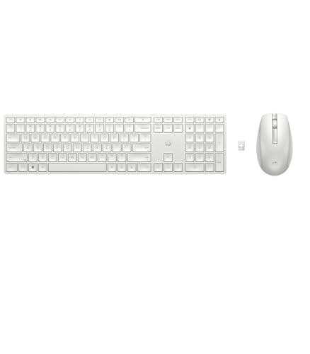HP 650 kabellose Tastatur und Maus Bundle (20 programmierbare Tasten, QWERTZ Layout, 4.000 DPI, USB Dongle, 3 Tasten, Scrollrad) Weiß von HP