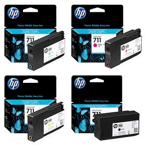 HP 711 (CZ129A/CZ130A/CZ131A/CZ132A) schwarz, cyan, magenta, gelb Druckerpatronen, 4er-Set von HP
