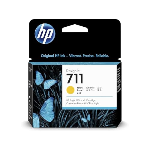 HP 711 Gelb 29 ml Original Druckerpatrone (CZ132A) mit originaler HP Tinte, für DesignJet T120, T125, T130, T520, T525, T530 Großformatdrucker sowie den HP 711 DesignJet Druckkopf von HP