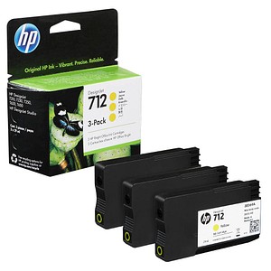 HP 712 (3ED79A) gelb Druckerpatronen, 3er-Set von HP