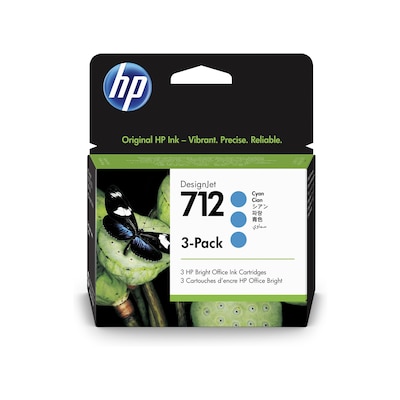 HP 712 3er-Pack Cyan DesignJet Druckerpatronen, 3ED77A 29 ml von HP