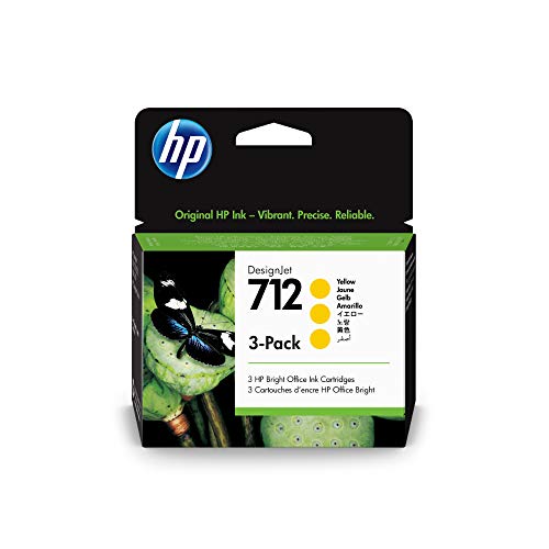 HP 712 3er-Pack Gelb 29 ml Original Druckerpatrone (3ED79A) mit originaler HP Tinte, für DesignJet T650, T630, T250, T230 & Großformatdrucker der Studio-Serie sowie den HP 713 DesignJet Druckkopf von HP
