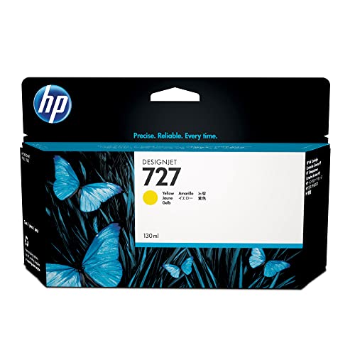 HP 727 Gelb 130 ml Original Druckerpatrone (B3P21A) für HP DesignJet, mit originaler HP Tinte, für Großformatdrucker der Serien HP DesignJet T2500, T1500 & T900 sowie den HP 727 DesignJet Druckkopf von HP