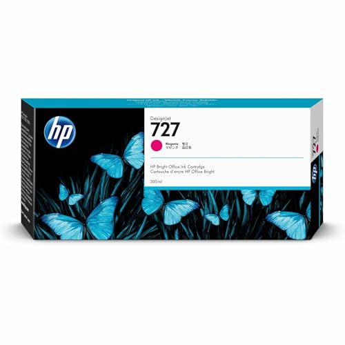 HP 727 Magenta 300 ml Original HP DesignJet Druckerpatrone (F9J77A) mit hoher Kapazität, HP Tinte für Großformatdrucker der Serien HP DesignJet T2500, T1500 & T900 sowie den HP 727 DesignJet Druckkopf von HP