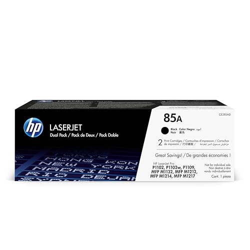 HP 85A 2er-Pack (CE285AD) Schwarz Original Toner für HP LaserJet Pro P1102, P1102w, M1132/M1212/M1217/P1102 von HP