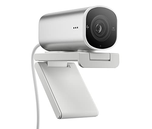 HP 960 4K Streaming Webcam | 4K UHD Auflösung | 60 FPS | 100° Sichtfeld | 360° schwenkbar | KI unterstützt | Autofokus | HDR | 2 Dual-Mikrofone| USB-A | magnetische Abdeckung | silber von HP