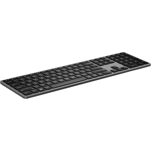 HP 975 Wireless Dual-Mode-Tastatur | bis zu 3 Geräte verbinden (Bluetooth oder USB-A Dongle) | 6 Monte Akkulaufzeit(aufladbar via USB-C) | QWERTZ Layout | Schwarz | CHIP Testsieger Note sehr gut (1,2) von HP