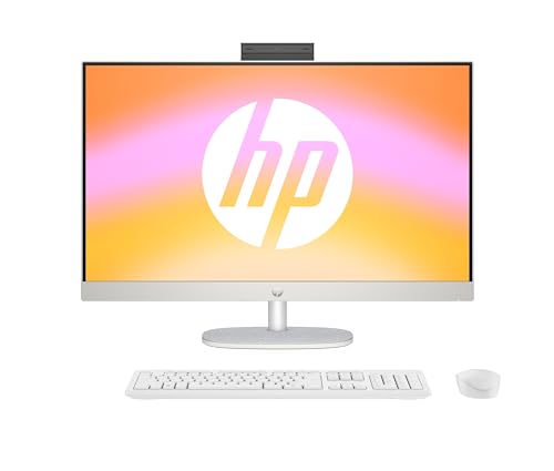 HP All-in-One Desktop-PC, 27" FHD Display, AMD Ryzen 5 7520U, 16 GB DDR5 RAM, 1 TB SSD, AMD Radeon-Grafikeinheit, Windows 11 Home, QWERTZ, Weiß, [Exklusiv bei Amazon] von HP