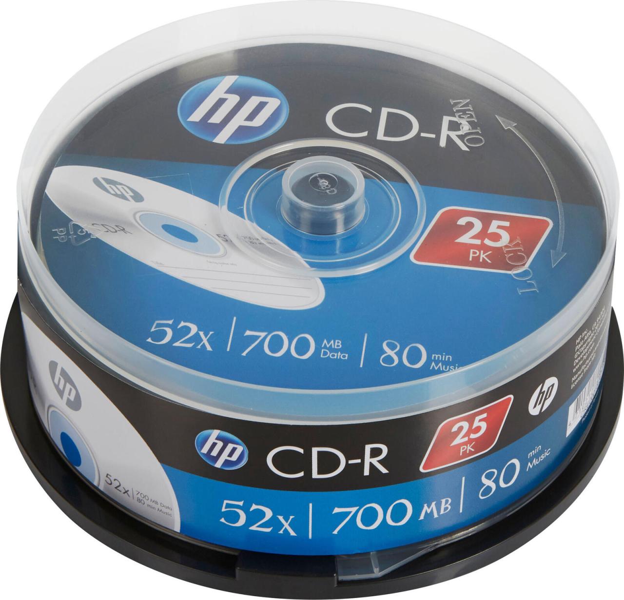 HP CD-R 700MB 52x 25er Cakebox Spindel HP CD-R 700MB 52x 25er Cakebox Spindel von HP Inc.