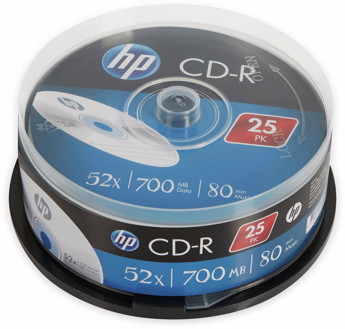 HP CD-R 80Min, 700MB, 52x, Cakebox, 25 CDs, Silver Surface von HP