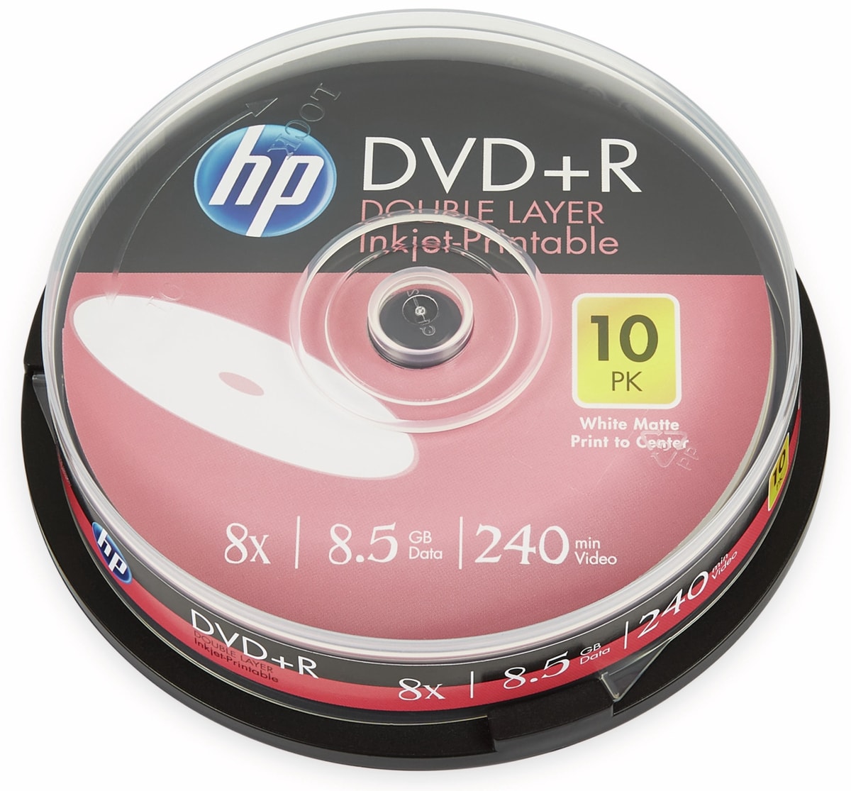 HP DVD+R DL 8,5GB, 240Min, 8x, Cakebox, 10 CDs, bedruckbar von HP