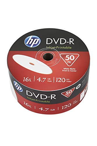 HP DVD-R 4,7 GB (120min) 16x Inkjet Printable 50-Spindle Bulk von HP