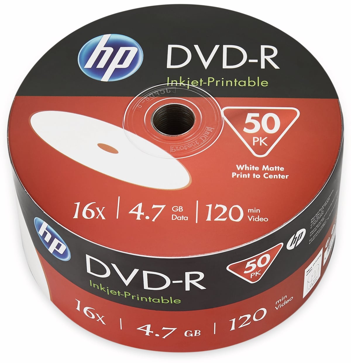 HP DVD-R 4.7GB, 120Min, 16x, Bulk-Pack, 50 CDs, bedruckbar von HP