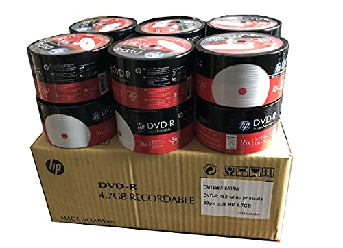 HP DVD-R16x 4.7 GB Tintenstrahl-Hub, bedruckbar, Weiß, 50 Stück von HP