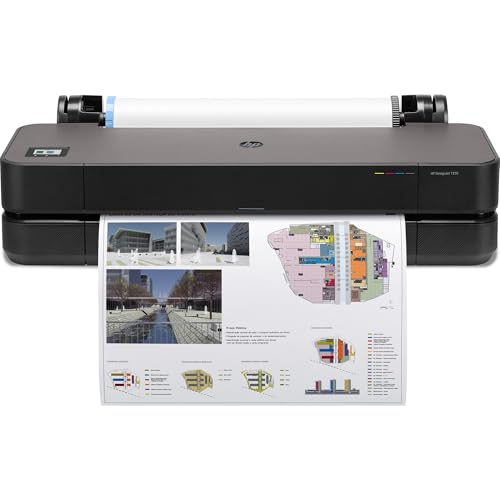 HP DesignJet T250 Großformatdrucker, 24 Zoll, bis zu A1, mobiles Drucken, Wi-Fi, Gigabit Ethernet, Hi-Speed USB 2.0 (5HB06A), Schwarz von HP