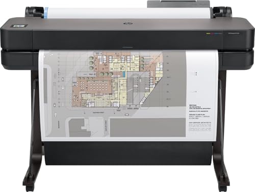 HP DesignJet T630 Großformatdrucker, 36 Zoll, bis zu A0, mobiles Drucken, Wi-Fi, Gigabit Ethernet, Hi-Speed USB 2.0, 1 Jahr Garantie (5HB11A), Schwarz von HP