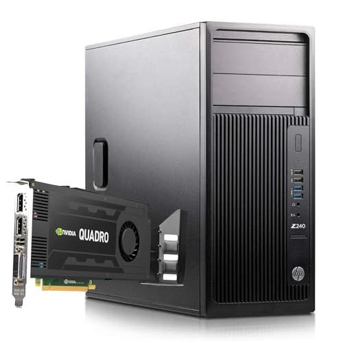 HP Desktop-Workstation Z240 mit Intel i7-6700 Prozessor, 16GB RAM, 480GB SSD, NVIDIA Quadro K4200 Grafikkarte mit 4GB und Betriebssystem Windows 10pro (Generalüberholt) von HP