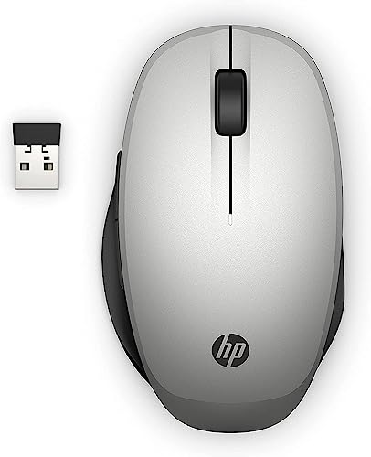 HP Dual Mode Maus (Smart TV Maus, AES verschlüsselt, Bluetooth, USB-Dongle, bis 3600 dpi) silber von HP