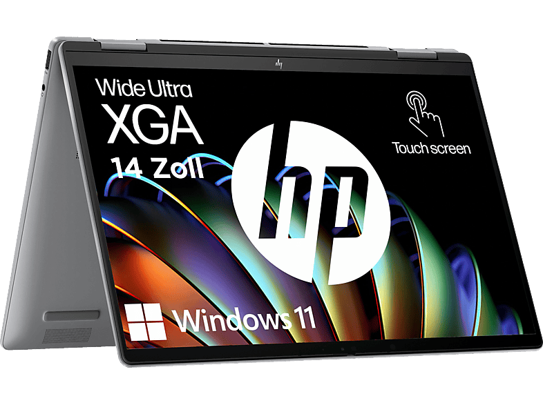 HP ENVY x360 14-fa0353ng, Convertible, mit 14 Zoll Display Touchscreen, AMD Ryzen™ 5 8640HS Prozessor, 16 GB RAM, 1 TB SSD, Radeon™ Onboard Graphics, Gletschersilber, Windows 11 Home (64 Bit) von HP
