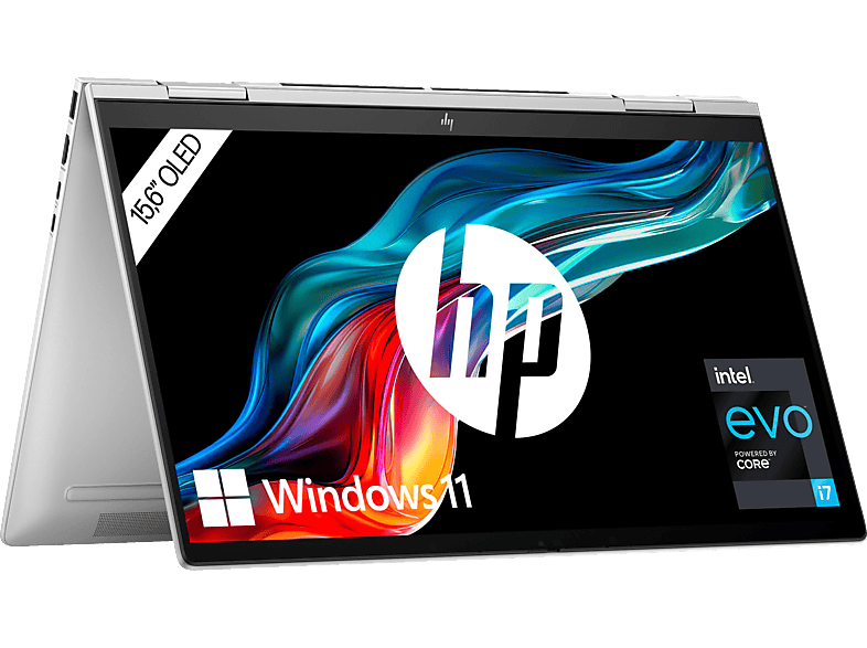HP ENVY x360 15-fe0377ng, OLED, Convertible, mit 15,6 Zoll Display Touchscreen, Intel® Core™ i7 i7-1355U Prozessor, 16 GB RAM, 1 TB SSD, Iris® Xe, Silber, Windows 11 Home (64 Bit) von HP