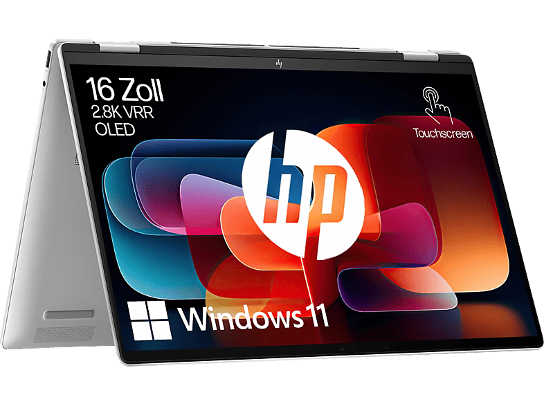 HP ENVY x360 16-ac0377ng OLED, Convertible, mit 16 Zoll Display Touchscreen, Intel® Core™ Ultra 7 155U Prozessor, GB RAM, 1 TB SSD, Onboard Graphics, Gletschersilber, Windows 11 Home (64 Bit) von HP
