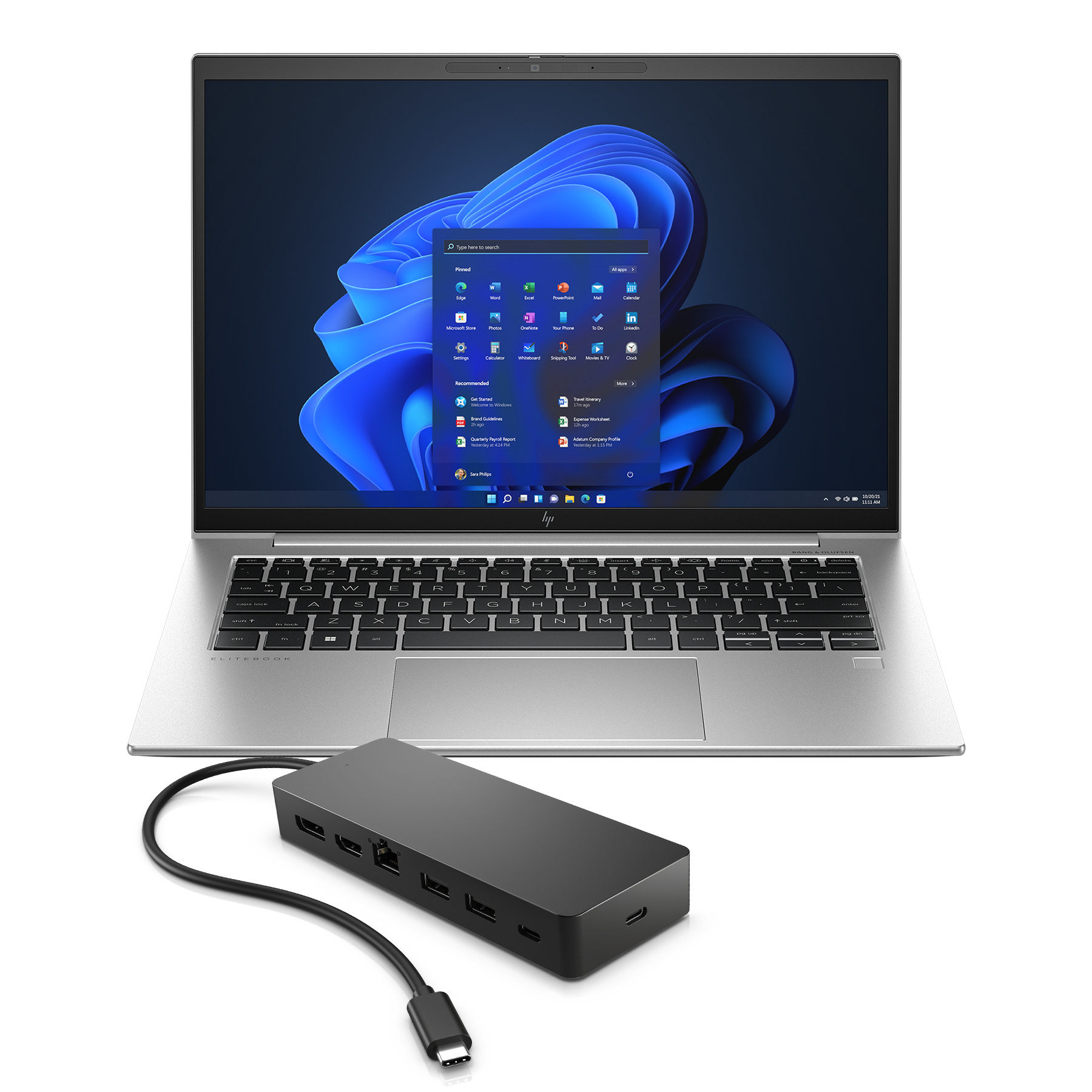 HP EliteBook 1040 G10 927C3ES + USB-C Multiport Hub 14,0" WUXGA IPS, Intel Core i7-1355U, 32GB RAM, 1TB SSD, LTE, Windows 11 Pro von HP